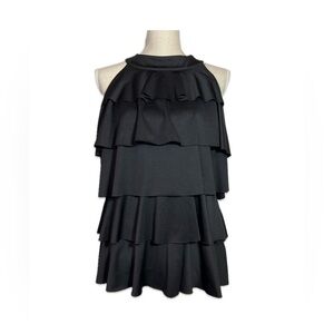 Simply French Black Sleeveless Blouse Women’s Size XL Layered Look